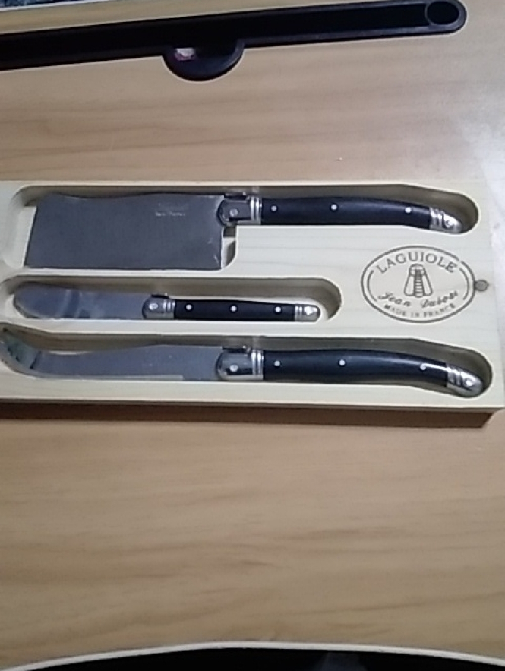 Laguiole Black Handle 3-Piece Cheese Knife Set